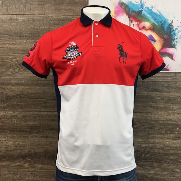 Polo Ralph Lauren Other - Polo Ralph Lauren Mens Large‎ USA Polo Shirt Rugby Crest Big Pony Red White